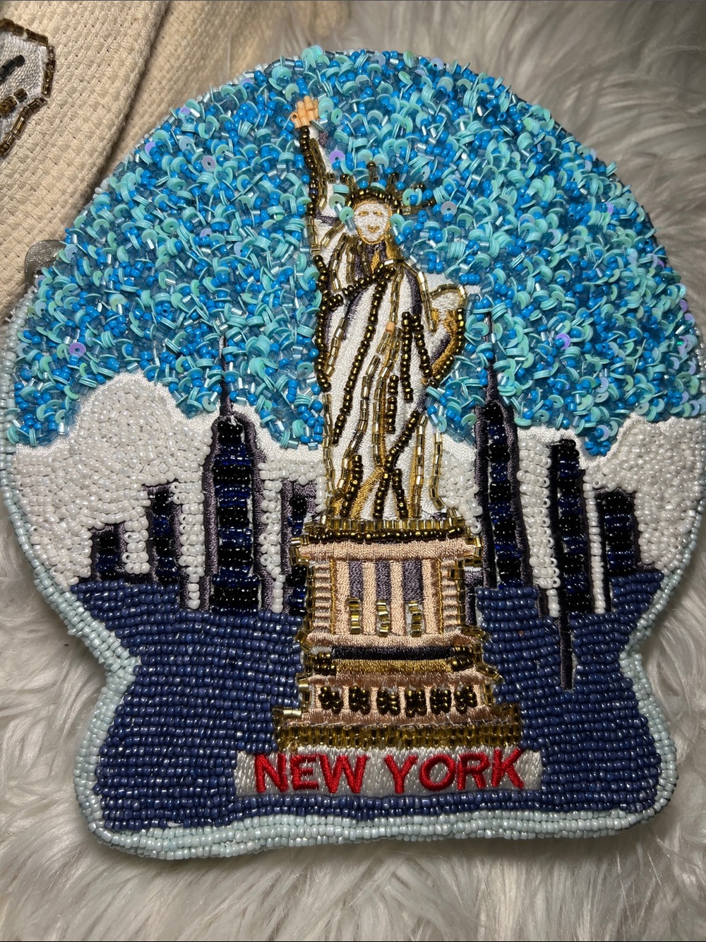 Blue Beaded Statue of Liberty Wall Art - New York